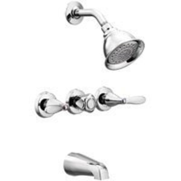 Moen Moen Adler 82663/82403 Tub/Shower Faucet, 3-Handle, Metal, Chrome 82663/82403